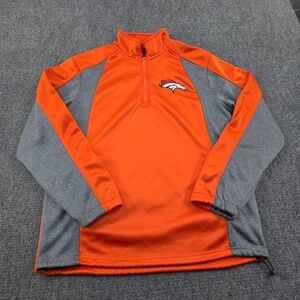 Denver Broncos‎ Orange Grey NFL Quarter Zip Pullover Jacket Men's L